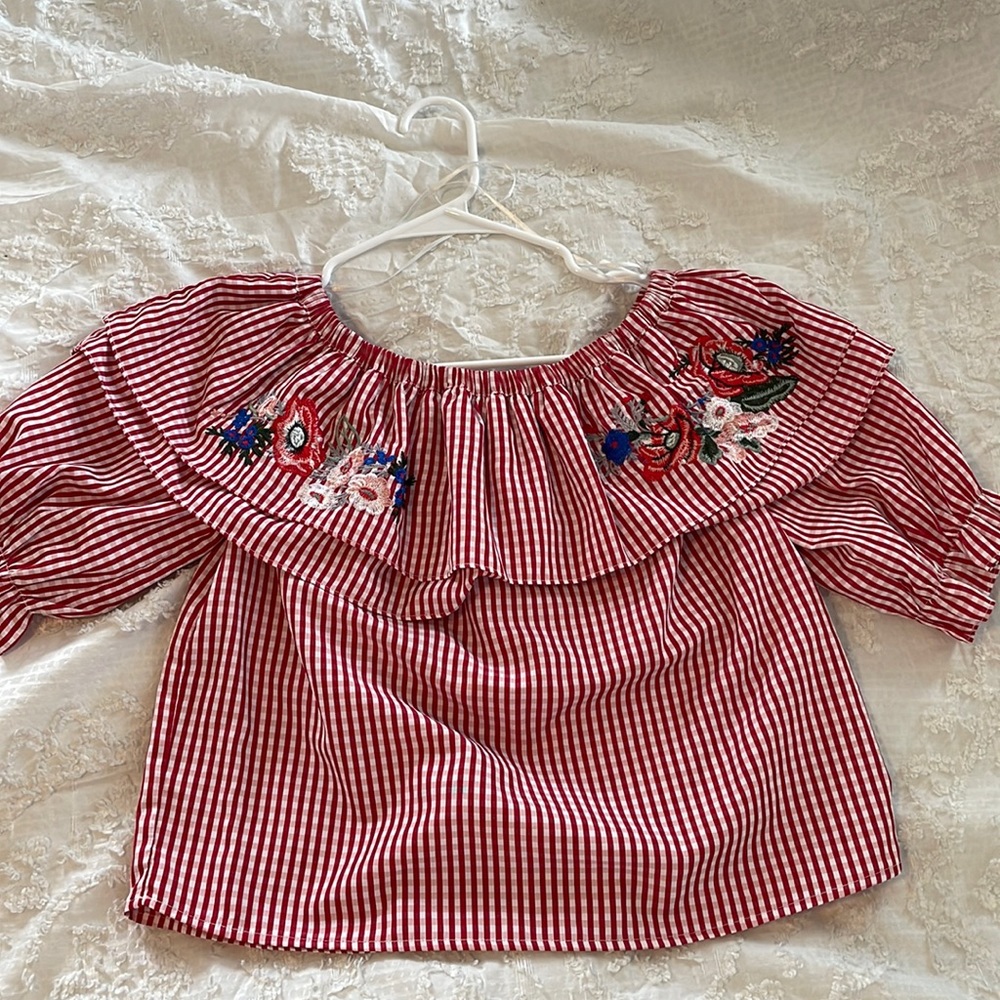 Red plaid crop top size xs